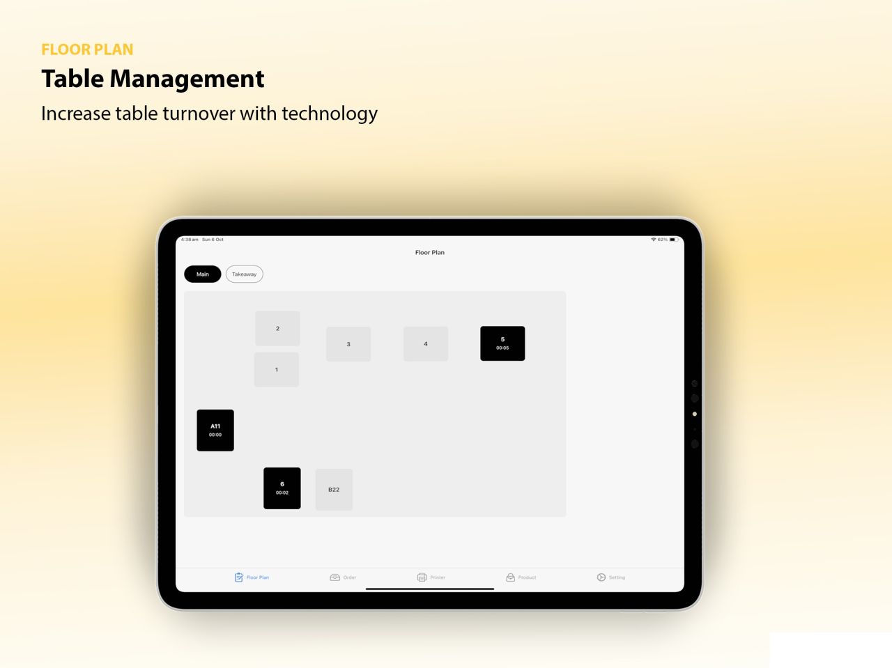 Table management floor plan on iPad