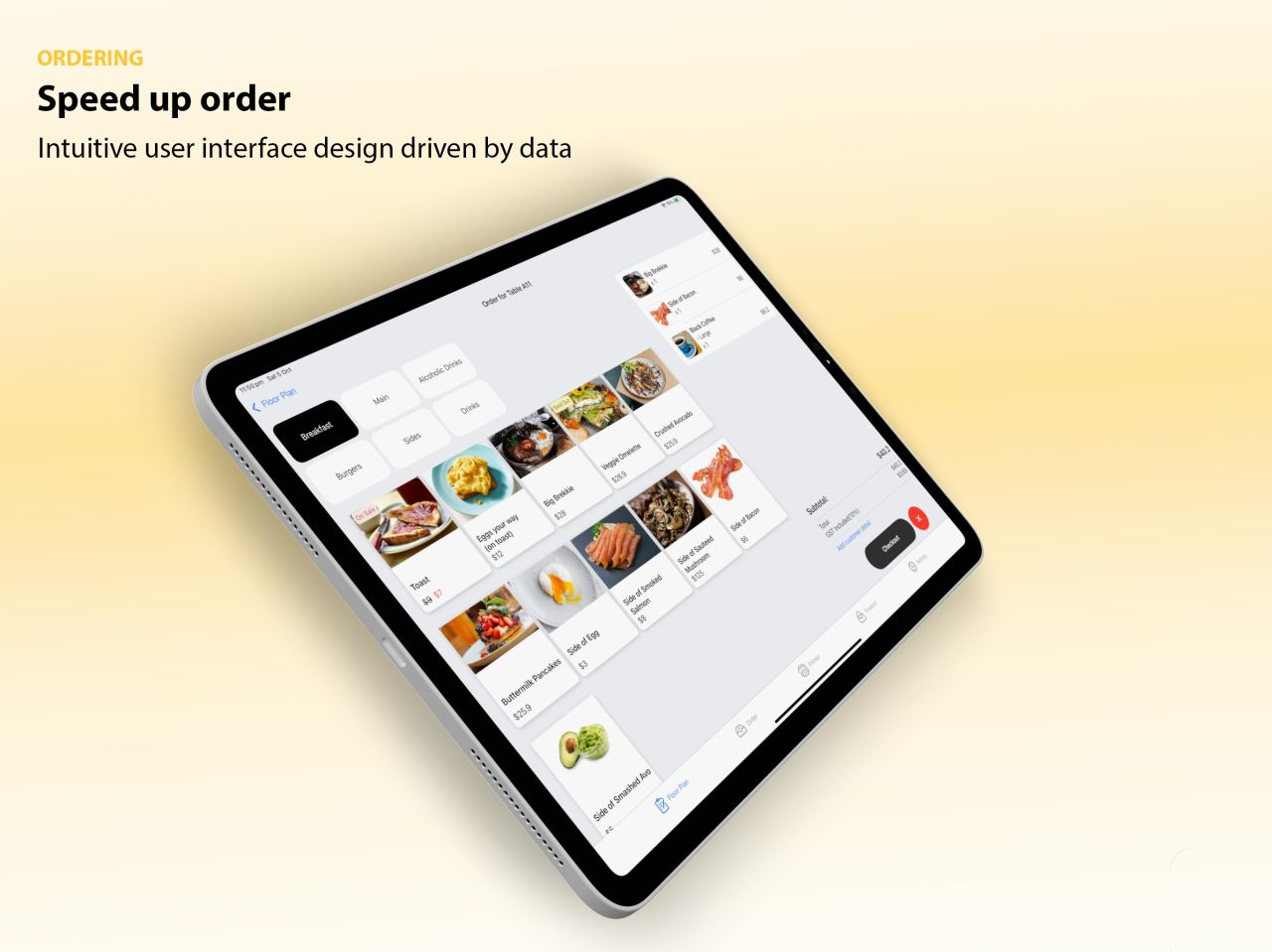 Hivive POS ordering screen on iPad