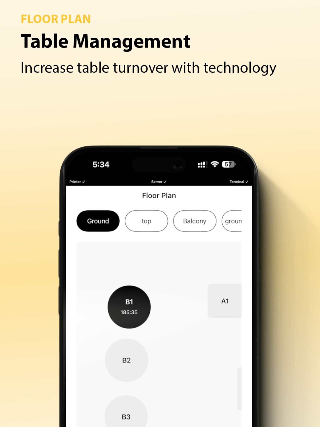 Table management floor plan on a phone